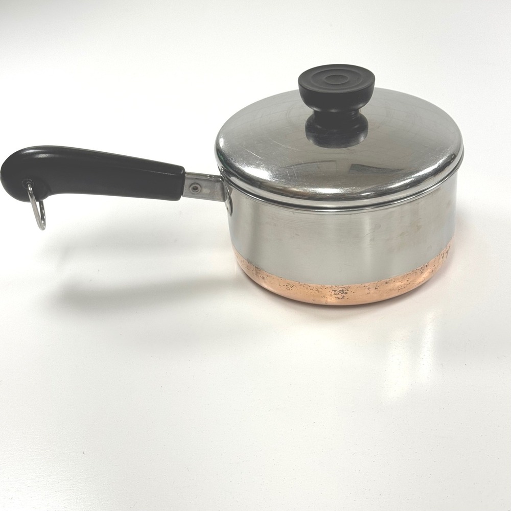 Vintage Revere Ware Copper Bottom Pot with lid- 1 Quart 4 cup